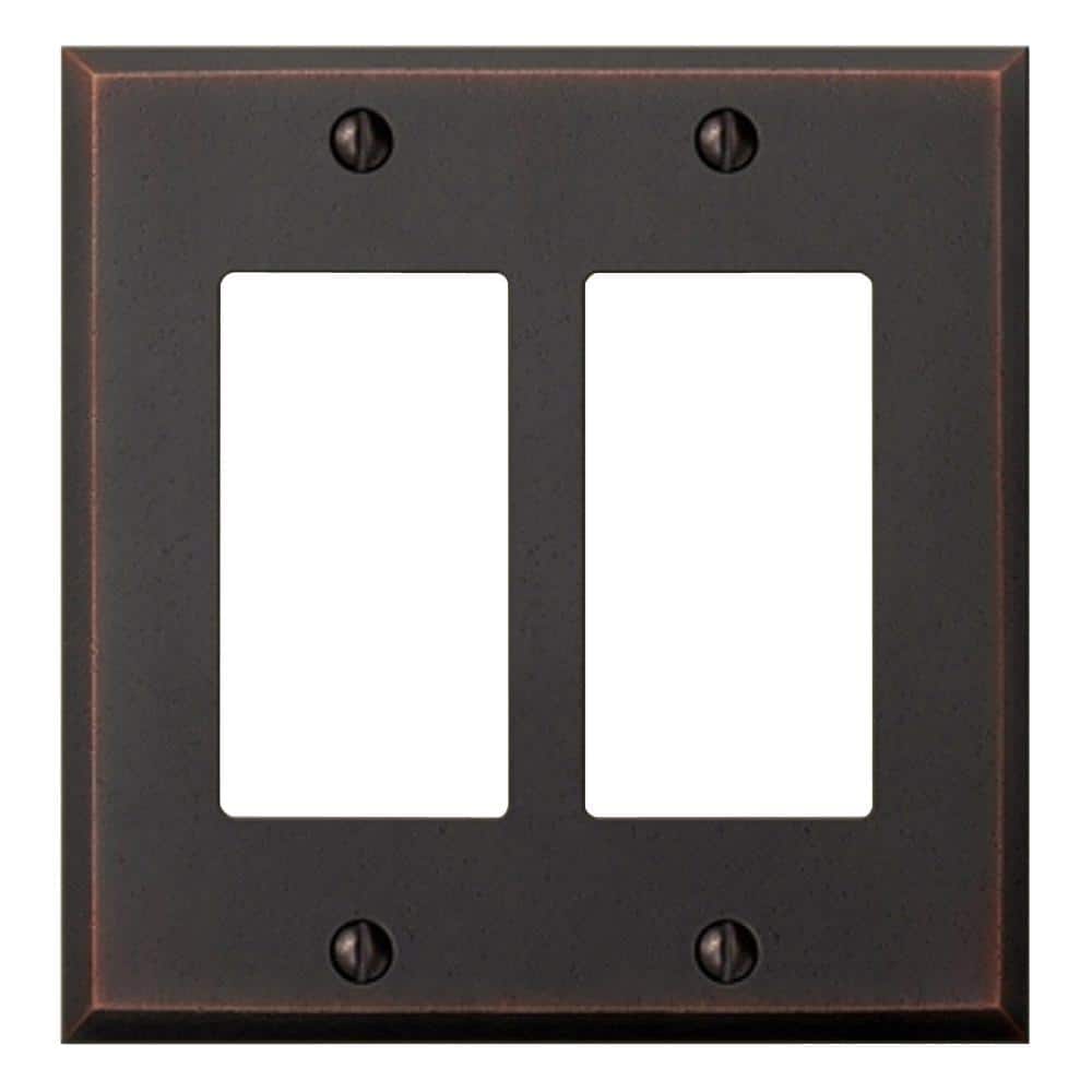 Manhattan Aged Bronze 2-Gang Metal Rocker Wall Plate