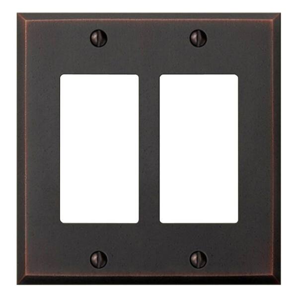 Amerelle 68DDDB Manhattan Wallplate, 2 Duplex, Cast Metal, Aged Bronze, 1-Pack