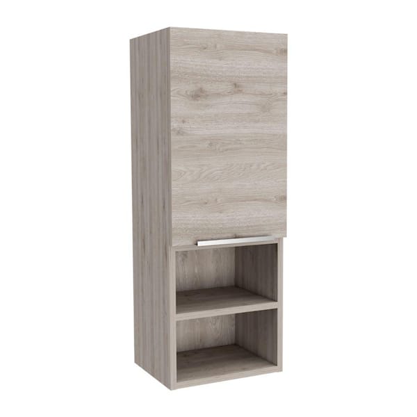 Tatayosi 11.80 in. W x 32.10 in. H Light Gray Surface Mount Wooden Medicine Cabinet without Mirror