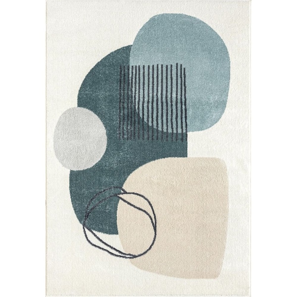 Abani Deco Ivory 4 ft. x 6 ft. Abstract Polypropylene Area Rug