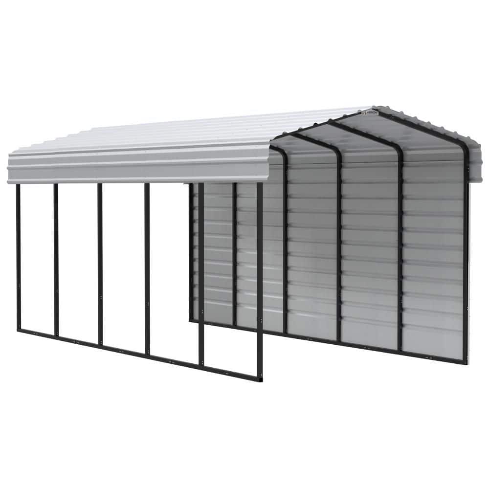 10 ft x 24 ft Eggshell Steel Carport with Black Frame