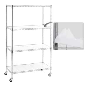 Chrome 4-Tier Rolling Carbon Steel Wire Garage Storage Shelving Unit with Casters (30 in. W x 50 in. H x 14 in. D)