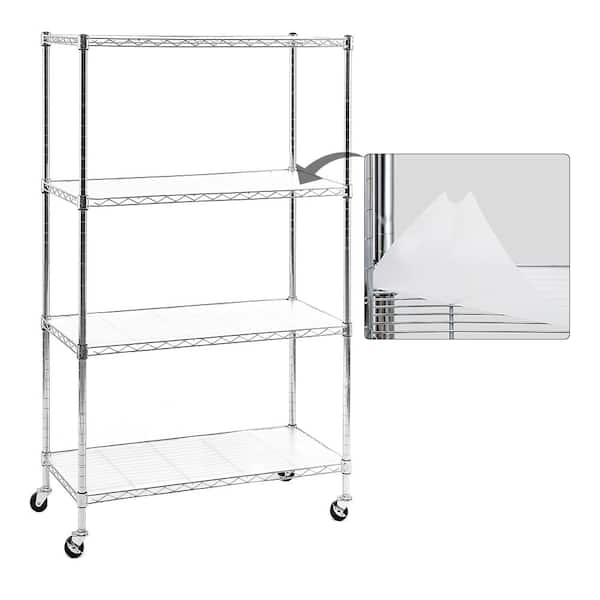 EFINE Chrome 4-Tier Rolling Carbon Steel Wire Garage Storage Shelving Unit with Casters (30 in. W x 50 in. H x 14 in. D)