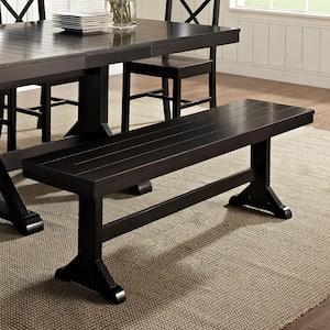 60" Traditional Wood Trestle Dining Bench - Antique Black