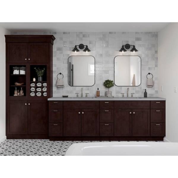 Shaker 12 in. W x 21 in. D x 34.5 in. H Assembled Bathroom 3-Drawer Base Cabinet in Java