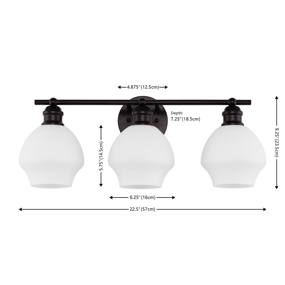 Mylsa 23" Black and White Iron 3-Light Wall Sconce