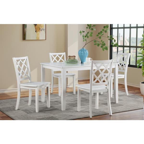 NEW CLASSIC HOME FURNISHINGS New Classic Furniture Trellis 5-piece White Wood Top Rectangle Dining Set
