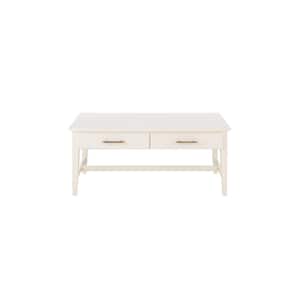 Bellamy 42 in. Ivory Large Rectangle Wood Coffee Table with 2-Drawers