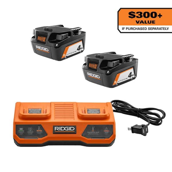18V Dual Port Simultaneous Charger with 18V 4.0 Ah Lithium-Ion Battery (2-Pack) Special Buy
