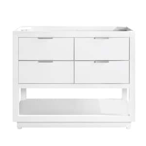 Allie 42 in. Bath Vanity Cabinet Only in White with Silver Trim