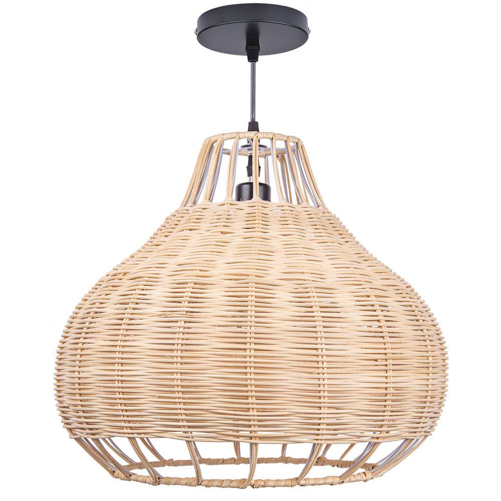 ARTURESTHOME 1-Light Handmade Natural Rattan Pendant Light with Shade ...