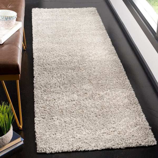 Arizona Shag 2 ft. x 6 ft. Gray/Ivory Solid Color Tribal Runner Rug