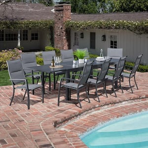 Naples 11-Piece Aluminum Outdoor Dining Set with 10 Sling Chairs and a 40 in. x 118 in. Expandable Dining Table