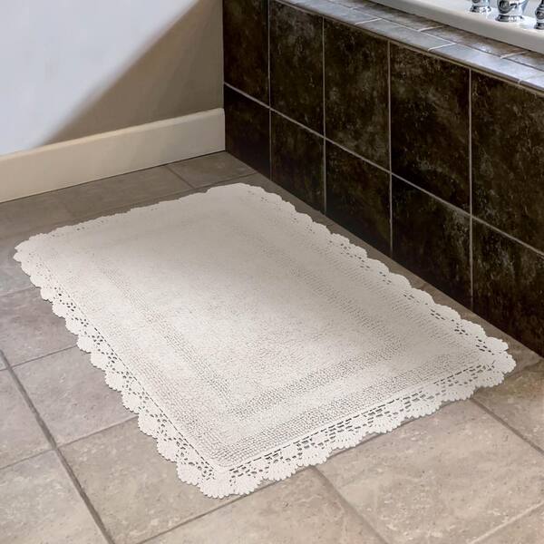 Bath Rug 100% Cotton  Chenille Shaggy 2 Piece Bathroom Mat & Pedestal Mat Set 