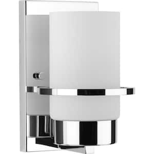 Reiss 5 in. 1-Light Polished Chrome Vanity Light with Etched Glass Shade