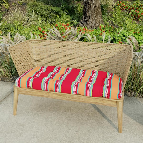 Wicker bench best sale with cushion