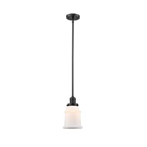 Canton 1-Light Oil Rubbed Bronze Schoolhouse Pendant Light with Matte White Glass Shade