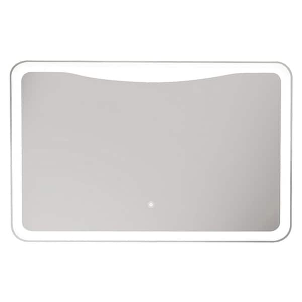 Mason 47.24 in. W x 27.56 in. H Frameless Square LED Light Bathroom Vanity Mirror in Silver