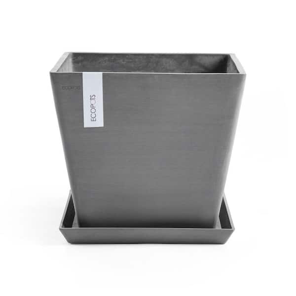 O ECOPOTS BY TPC Rotterdam 12 in. Grey Premium Sustainable Planter ( with Saucer)