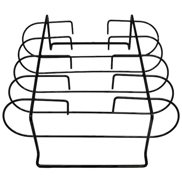 Rib Rack Porcelain Coated Steel Roasting Stand, 1-Piece Black Metal Non-Stick Roasting Rack, Holds 4-Ribs