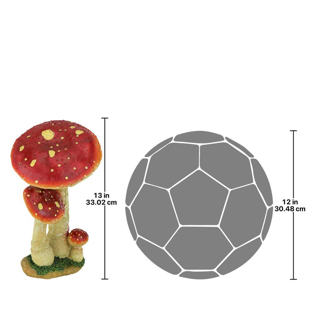 Mystic Forest Red and Tan Resin Mushroom Statue