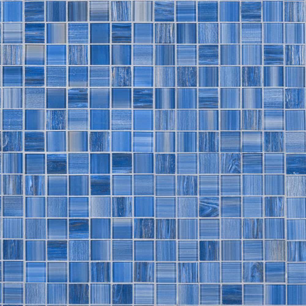 Toluca 12'' x 12'' Polished Blue Glass Mosaic Tile