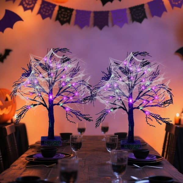 OGETFUUR 2-Pices 18 in. Artificial Halloween Black Spooky Tree