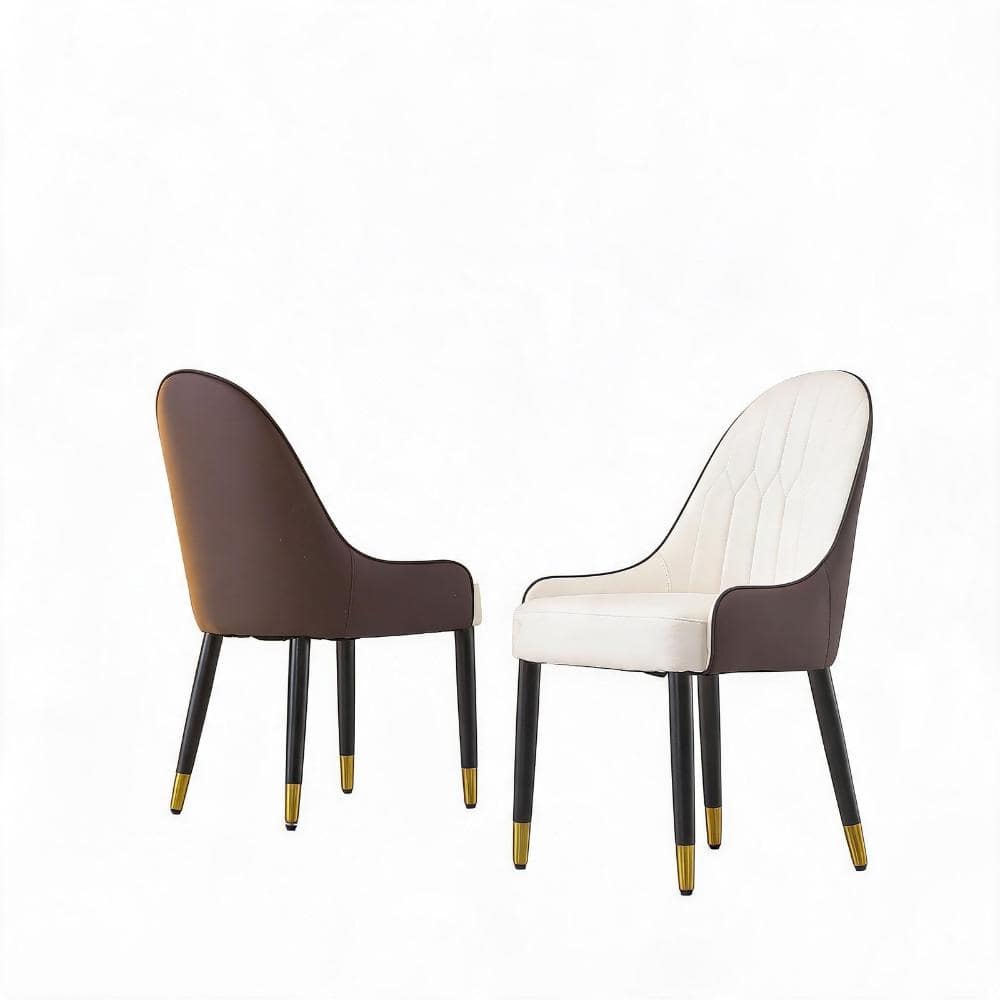 White PU Leather with Cloud Cushion Mid-Century Modern Upholstered Dining Chair, Set of 2 durable construction