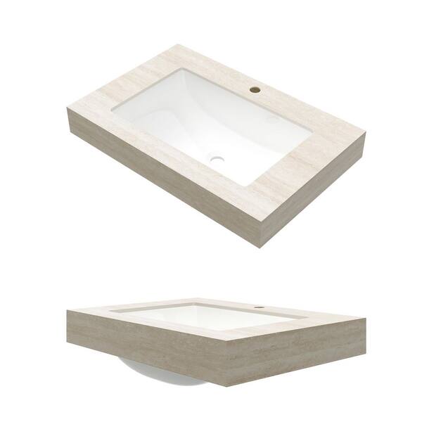 Yingze 30 in. Wall-Mounted Single Sink White Oak Bath Vanity with