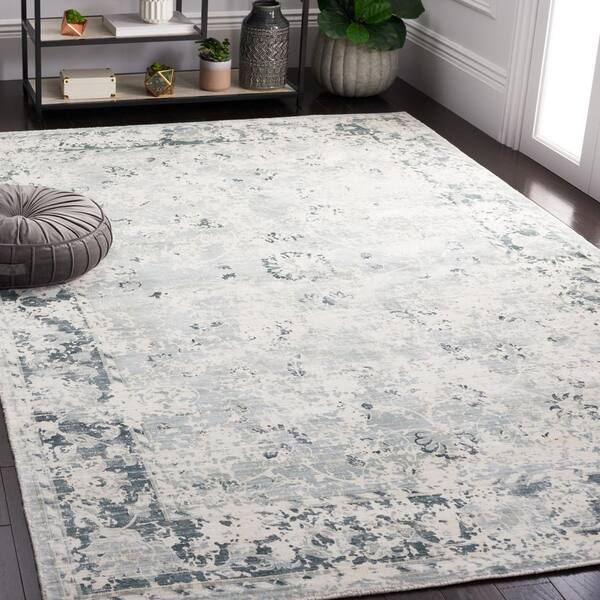 Mirage 6 ft. x 9 ft. Gray/Teal Medallion Area Rug