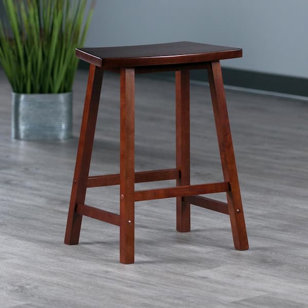Katashi 24 in. Fan Shape Walnut Counter Stool