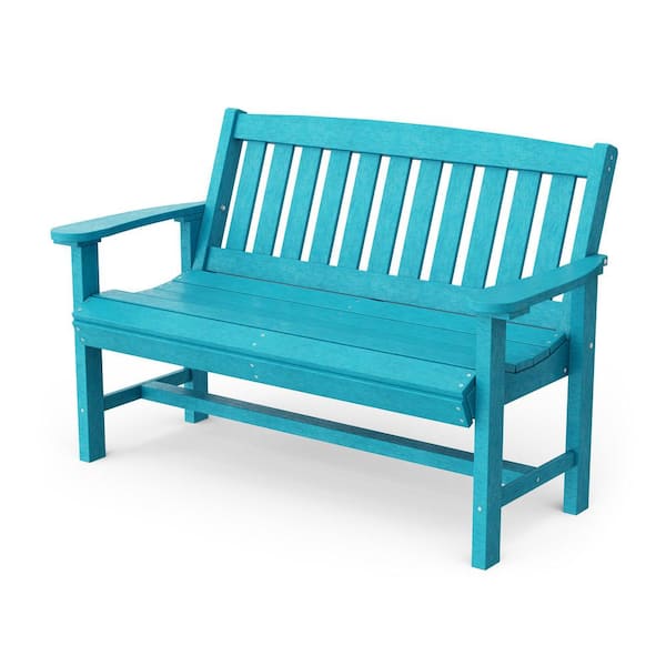 Wildridge Classic Aruba Blue HDPE Plastic Outdoor Mission Bench