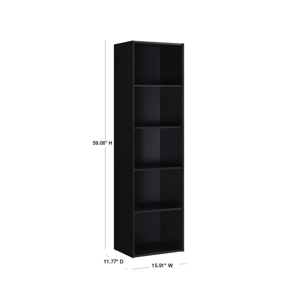 Kids' Playful Cube Organizer Bookcase with Doors - Black Wood