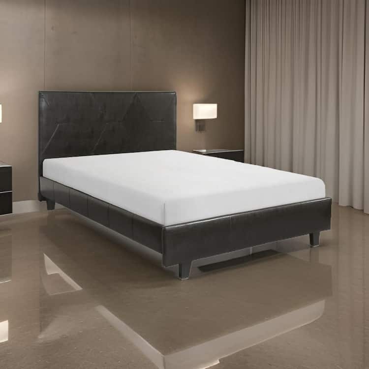 Benjara Leo Brown and Black Wood Frame King Size Platform Bed