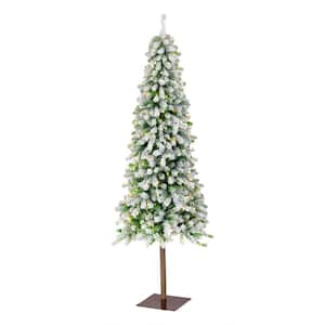 6.5 ft. Snowy Grand Alpine Pencil Slim Artificial Christmas Tree with Clear Lights