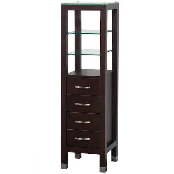 Wyndham Collection Tavello 16-1/4 in. W x 59-3/4 in. H x 16 in. D Bathroom Linen Storage Tower Cabinet in Espresso