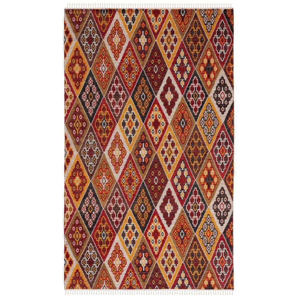 SAFAVIEH Kilim Red/Gold 8 ft. x 10 ft. Trellis Native American