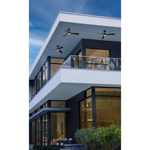 HINKLEY - IVER 56.0 in. Integrated LED Indoor/Outdoor Metallic Matte Bronze Ceiling Fan with Remote Control