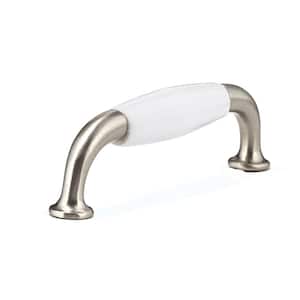 Cherbourg Collection 3 3/4 in. (96 mm) White and Brushed Nickel Traditional Cabinet Bar Pull