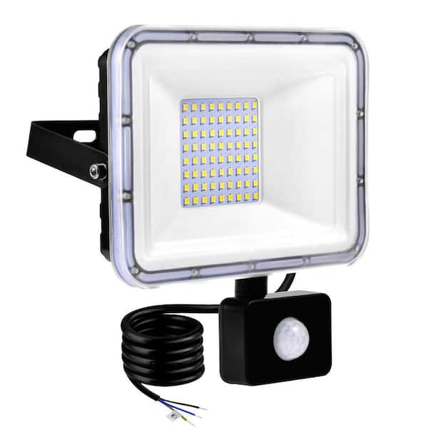 TYCOLIT 50-Watt 120-Degree Black Motion Activated Integrated LED Outdoor Flood Light
