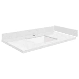 Silestone 31.5 in. W x 22.25 in. D Quartz White Rectangular Single Sink Vanity Top in Statuario