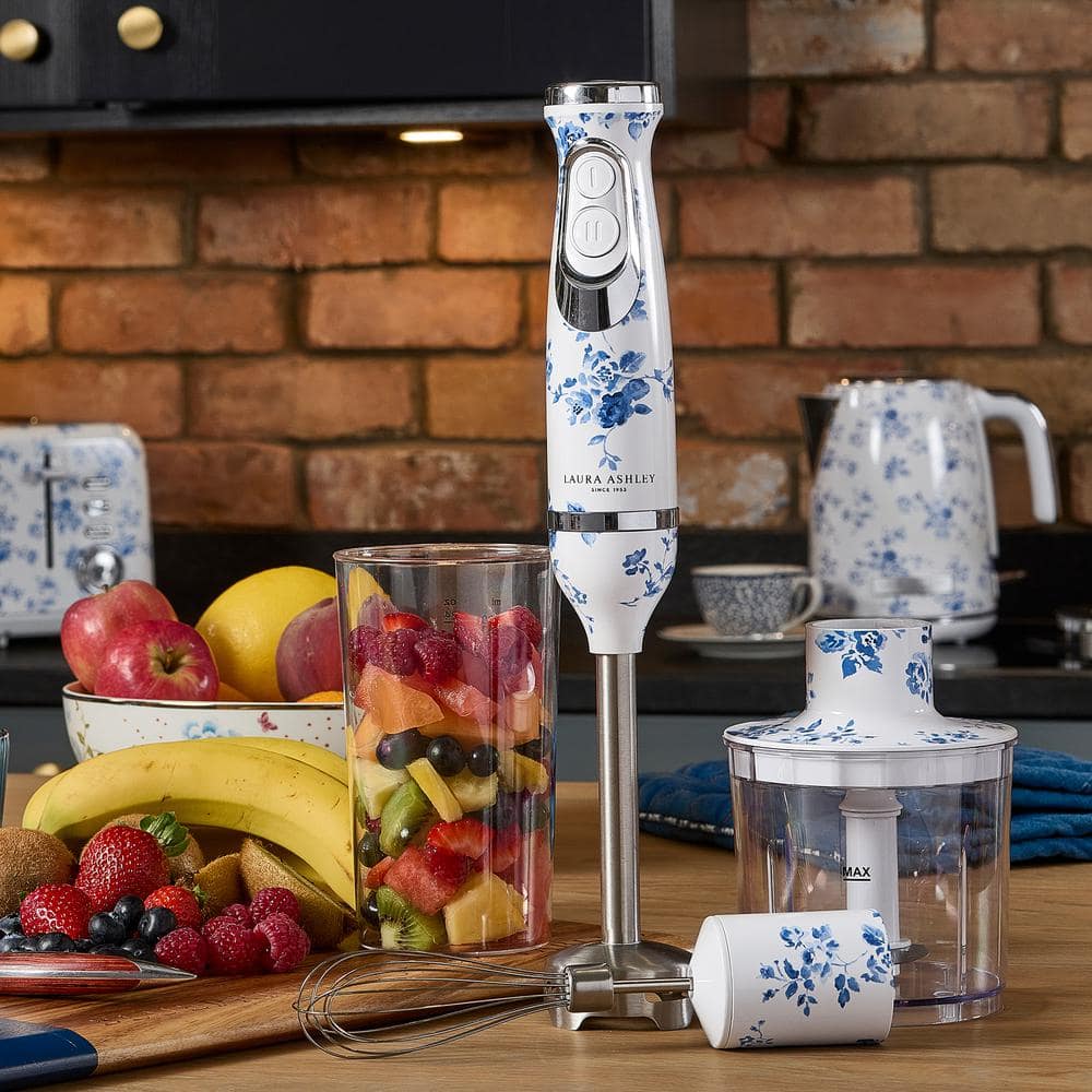 Laura Ashley White and Blue Floral 4-in-1 Immersion Blender Set