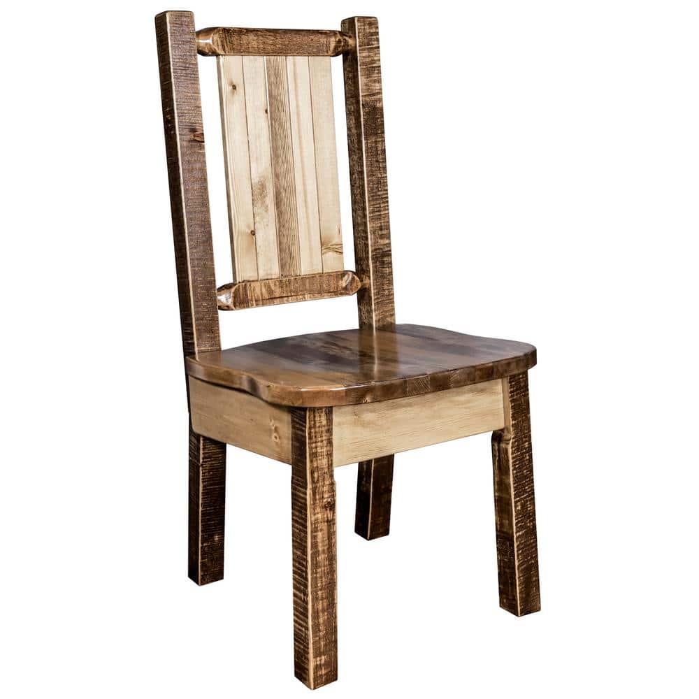 Early American High Back Wood Side Chair with Moose Motif