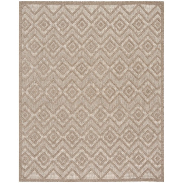 Nourison Versatile Natural Beige 8 ft. x 10 ft. Diamond Geometric Indoor Outdoor Area Rug