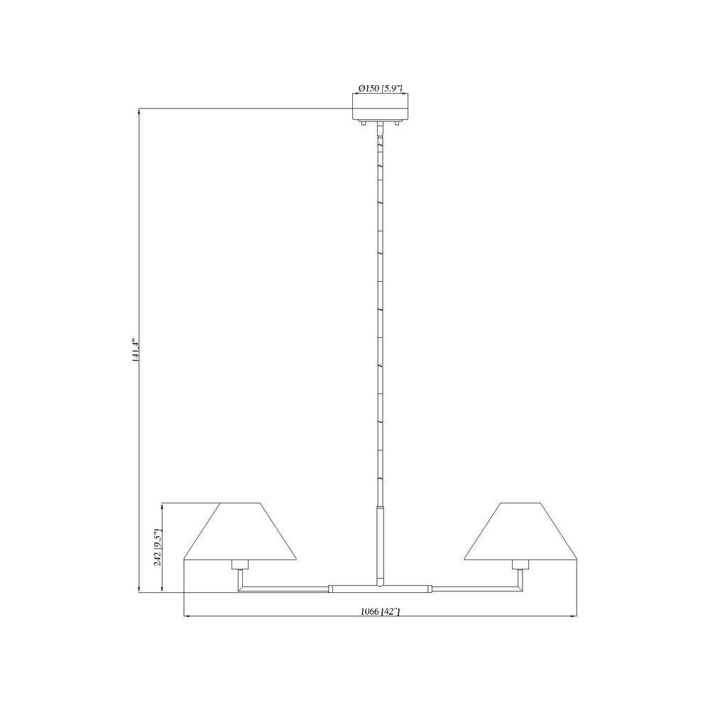 Luxe Gold and White Linen 2-Light Linear Chandelier