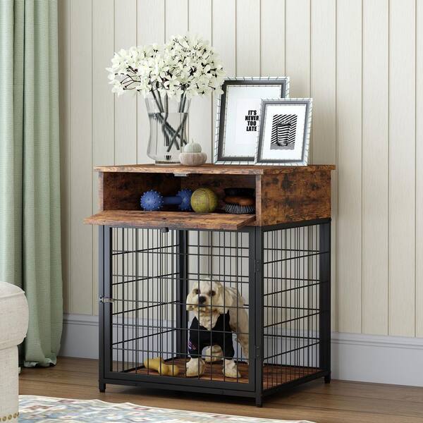 rustic dog crate end table