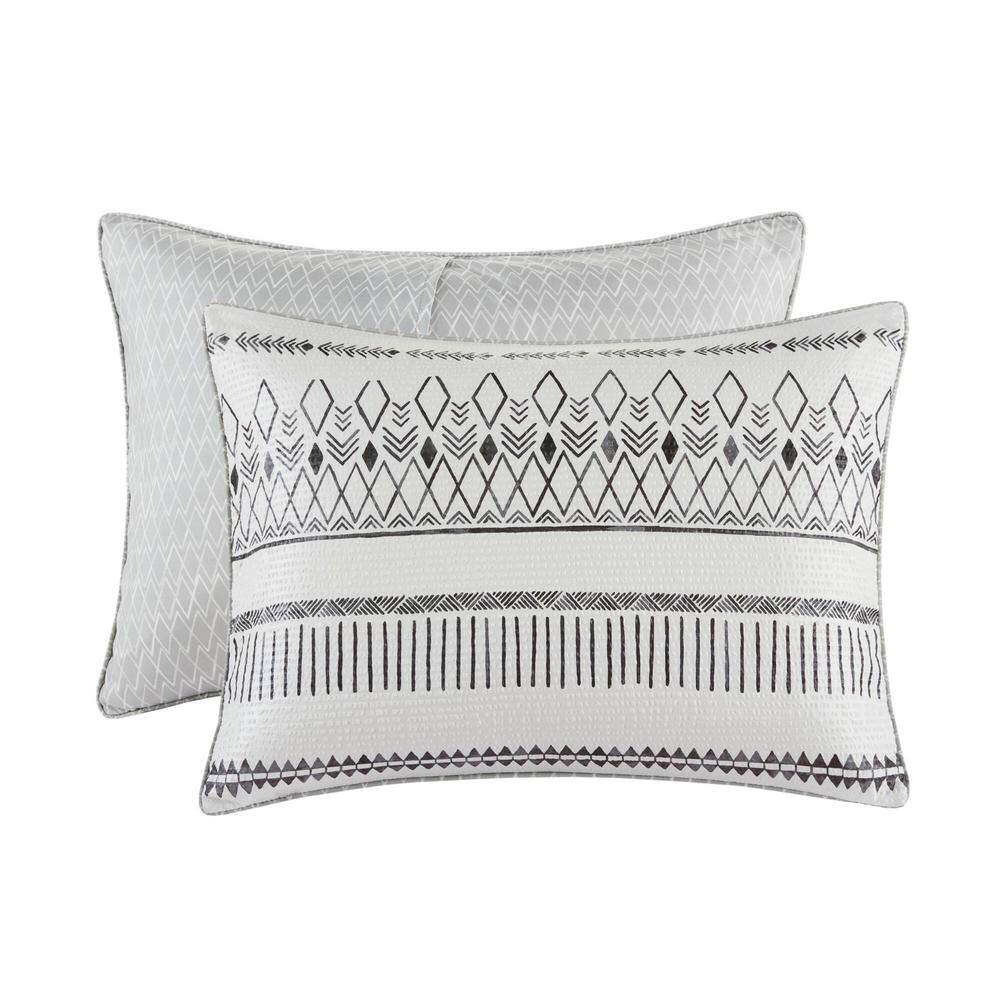 Full Gray Microfiber Reversible Comforter Set with Decorative Pillows
