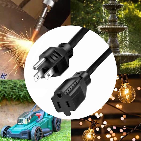 HDX 15 ft. 16/3 Indoor/Outdoor Extension Cord, Black SJTW16315BL