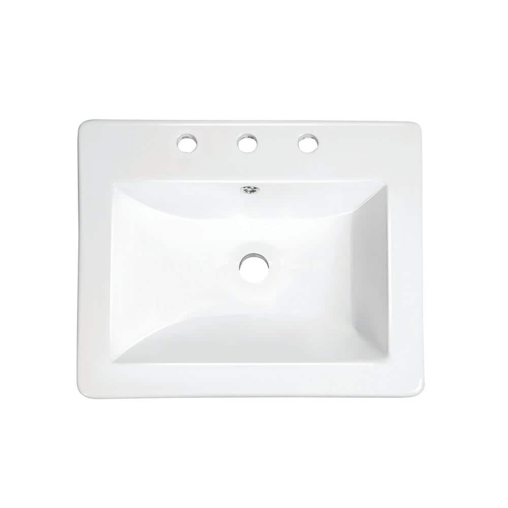 IPT Sink Company 18 in. Drop-In Top Mount Rectangular Ceramic Bathroom ...