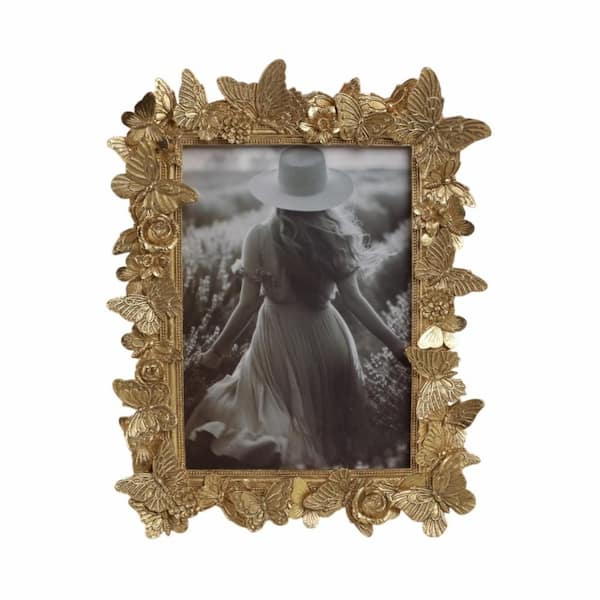 5 in. x 7 in. Gold Polyresin In Bloom Photo Frame